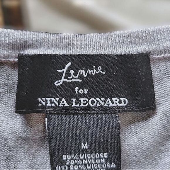 Nina Leonard grey cheetah print soft ribbed cardigan Size M - Picture 5 of 14